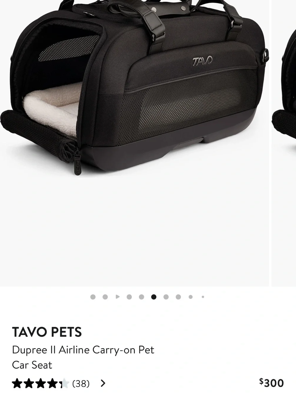 TAVO PETS Dupree II Black Airline Carry-On Pet Carrier and Car Seat